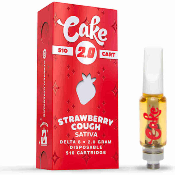 Cake Delta-8 510 Vape Cartridges 2g Strawberry Cough - Image 2