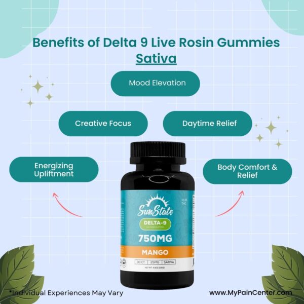 Delta 9 THC Live Rosin Infused Gummies (25mg) | Sativa (Uplift & Focus) - Image 2